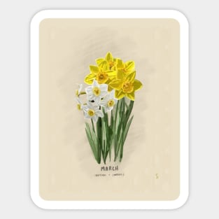 March Flower Birth Month Illustration Sticker